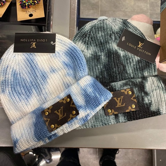 Tie Dye L V inspired beanies